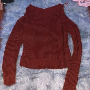 maroon off shoulder sweater